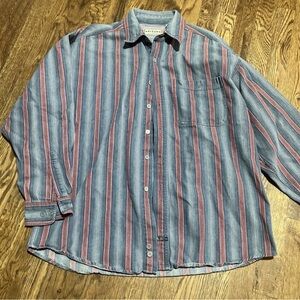 Vintage 90s Arizona Jeans Blue And Red Button Up Long Sleeve Shirt M